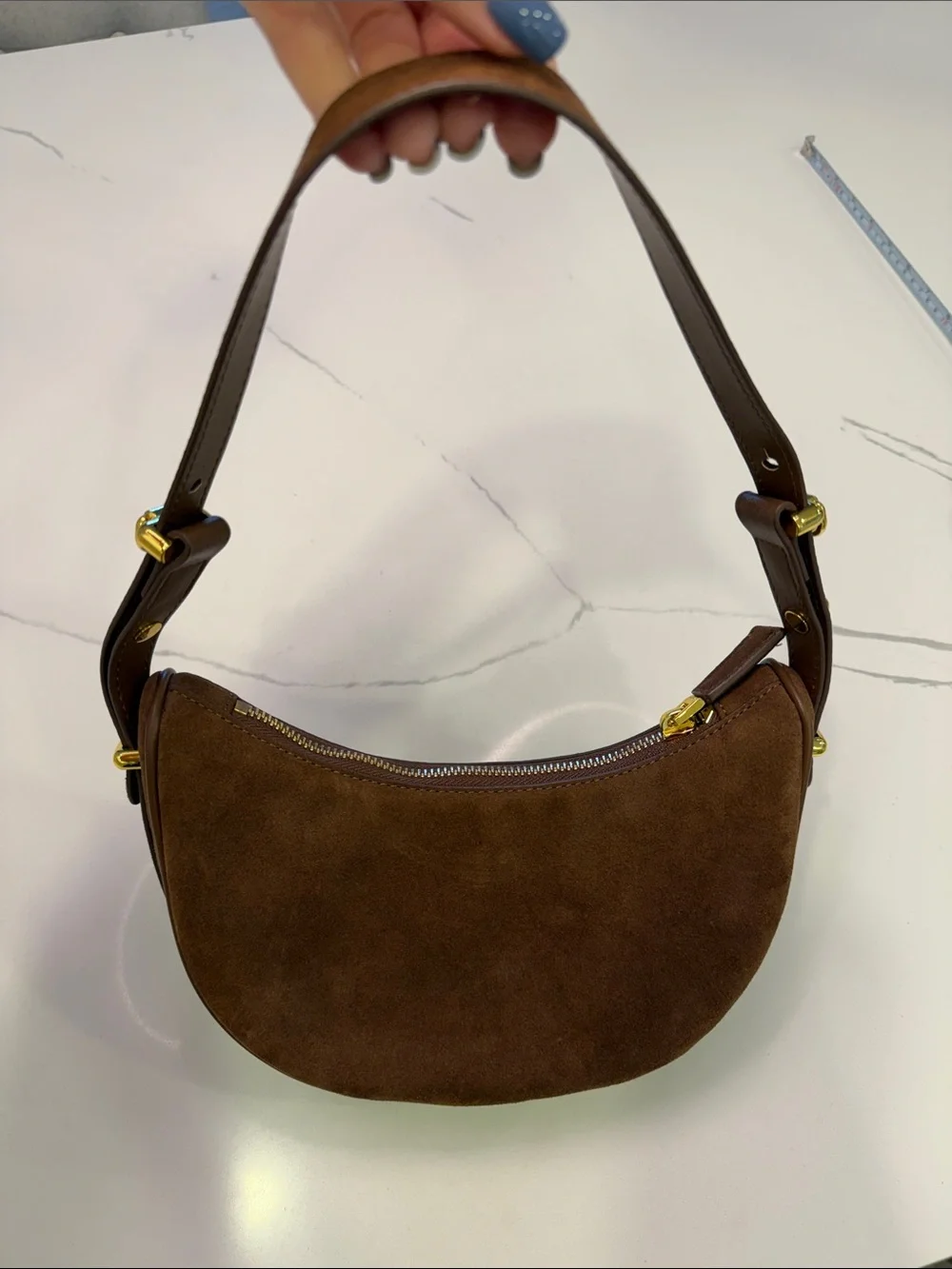 Arque Brown Suede Shoulder/Crossbody Bag with Tassel Charm